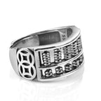 Bague ajustable vintage en argent avec boulier, pour la chance et la prospérité
