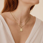Collier initiale plaqué or 14k + Collier croix offert