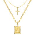 Collier initiale plaqué or 14k + Collier croix offert