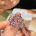 Bague trois pierres taille brillant rose