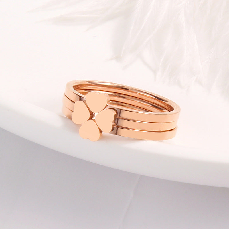 Bague pour femme avec motif cœur et anneaux multiples