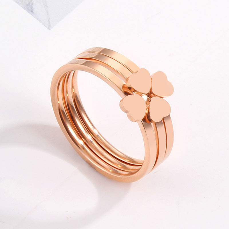 Bague pour femme avec motif cœur et anneaux multiples