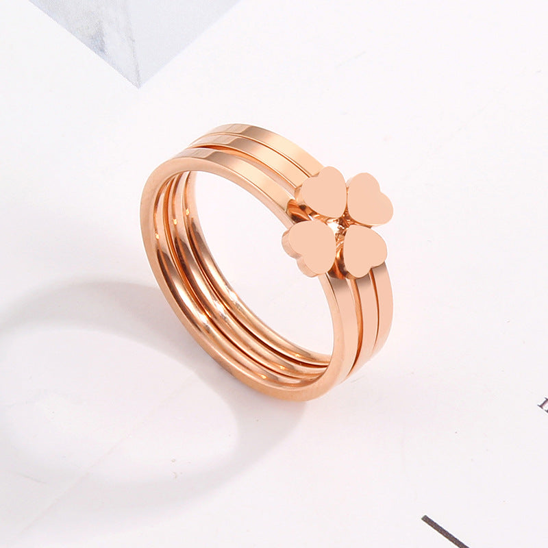 Bague pour femme avec motif cœur et anneaux multiples