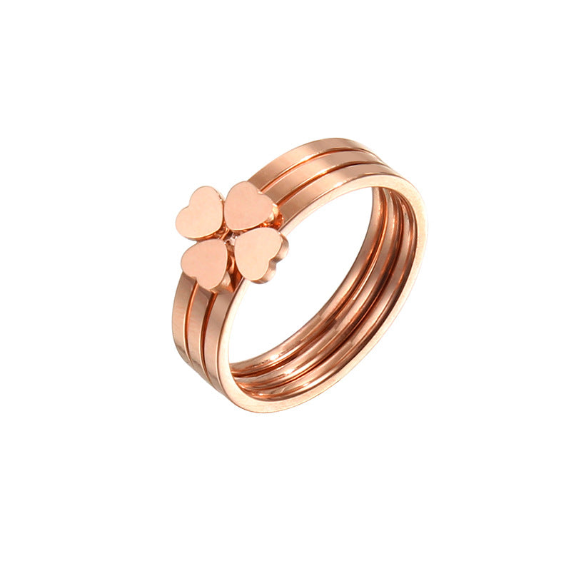 Bague pour femme avec motif cœur et anneaux multiples