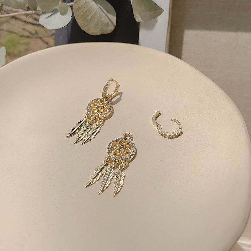 Boucles d'oreilles attrape-rêves avec cristal