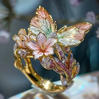 Bague fleur papillon ajustable