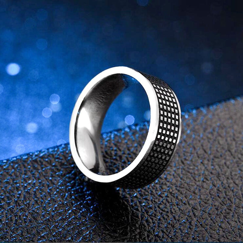 Bague pour homme motif damier
