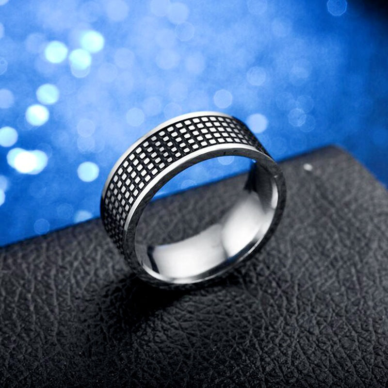 Bague pour homme motif damier