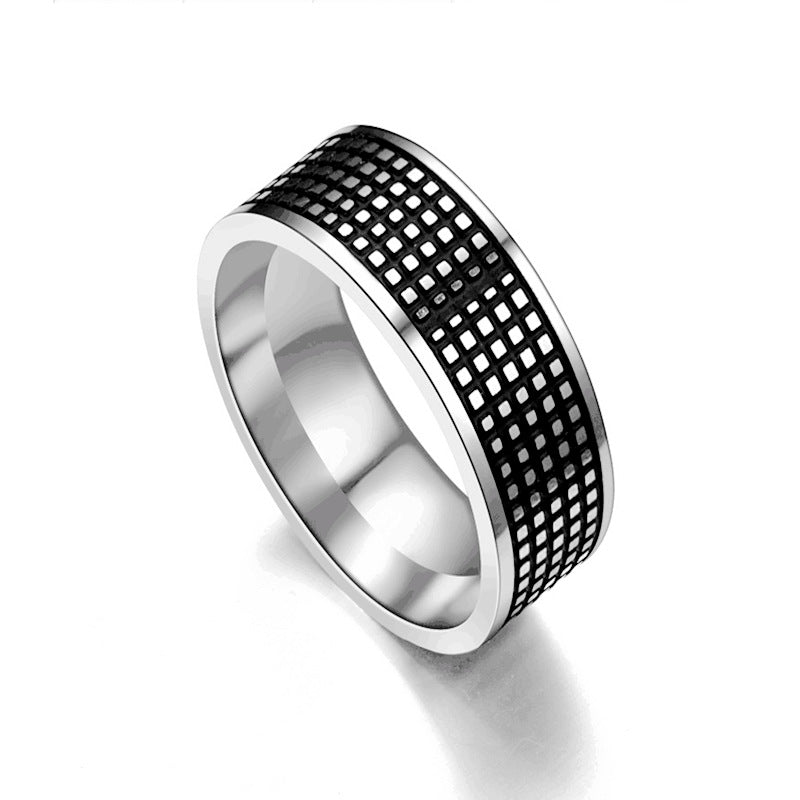 Bague pour homme motif damier