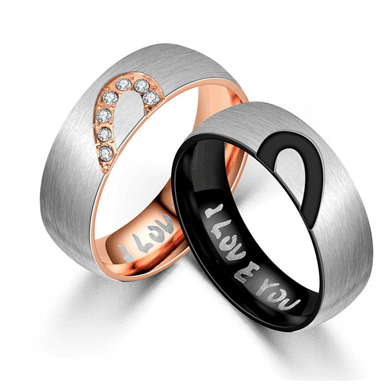 Bague pour homme avec motif cœur et zircons étincelants