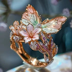 Bague fleur papillon ajustable