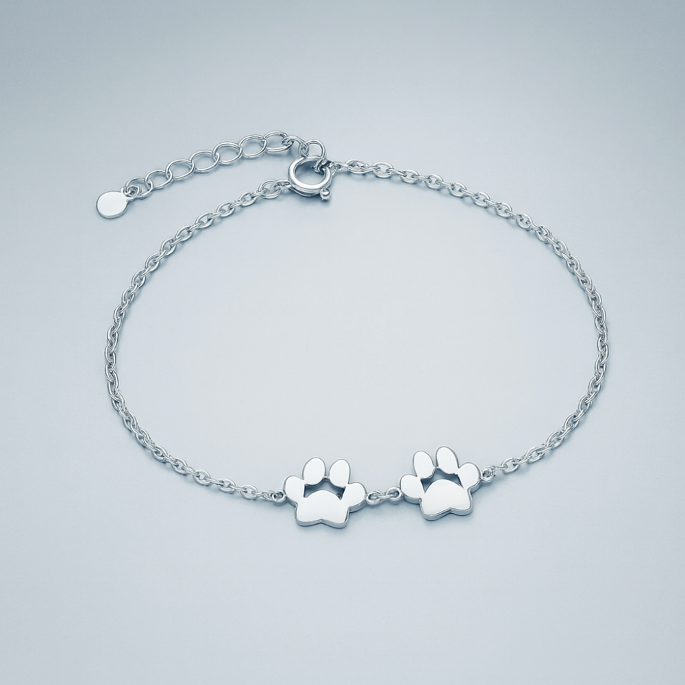 Bracelet personnalisé avec empreinte de patte gravée en acier inoxydable