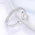 Bague ouverte pour femme avec cœur scintillant