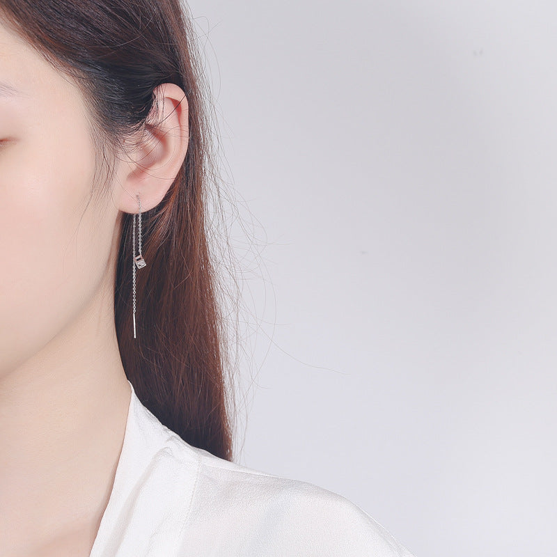 Boucles d'oreilles pour femme pendentif carré et zircon