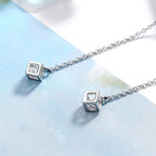 Boucles d'oreilles pour femme pendentif carré et zircon
