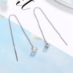 Boucles d'oreilles pour femme pendentif carré et zircon
