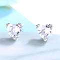 Boucles d'oreilles puces pour femmes avec zircon en forme de cœur