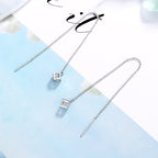 Boucles d'oreilles pour femme pendentif carré et zircon