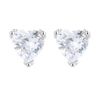 Boucles d'oreilles puces pour femmes avec zircon en forme de cœur