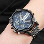 Montre chronographe à quartz en acier inoxydable étanche 10 m