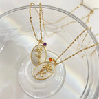 Collier délicat fleur et pierre de naissance en or 14k