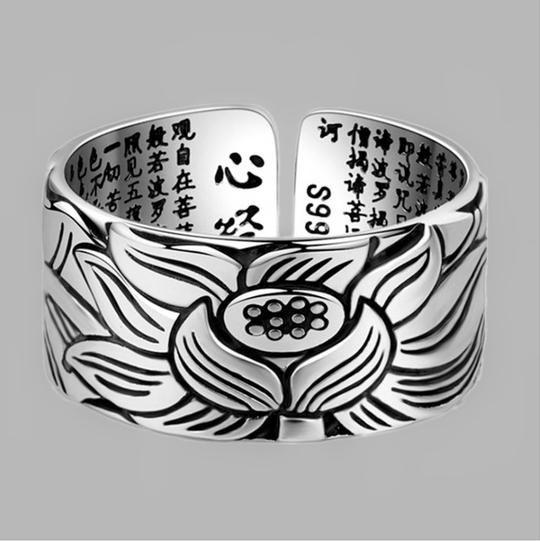 Bague motif lotus pensées positives