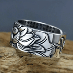 Bague motif lotus pensées positives