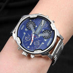 Montre chronographe à quartz en acier inoxydable étanche 10 m
