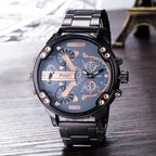 Montre chronographe à quartz en acier inoxydable étanche 10 m