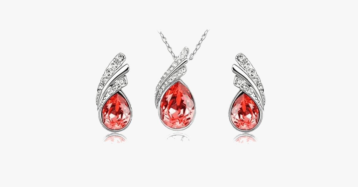 Parure pendentif et boucles d'oreilles larmes d'ange en cristal autrichien