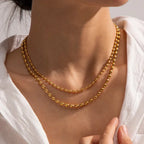 Collier superposé de perles dorées 18k