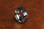 Bague pour homme en alliage de tungstène noir avec croix