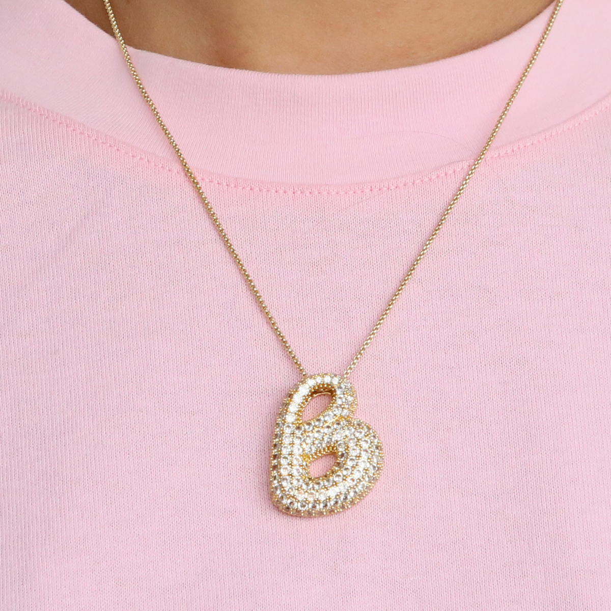 Collier initiale chunky bubble à strass