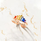Bague micro-diamant arc-en-ciel