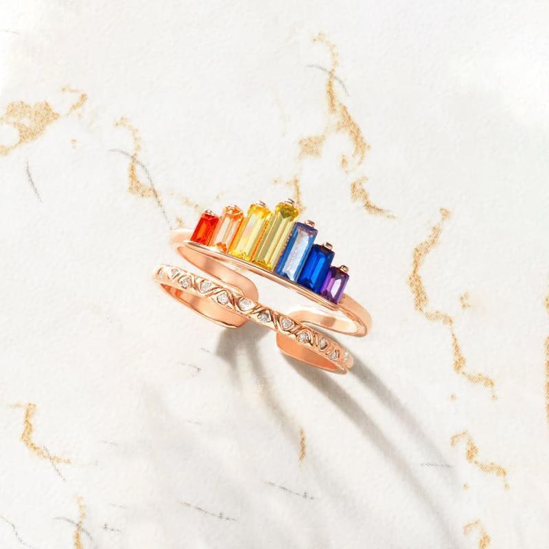 Bague micro-diamant arc-en-ciel