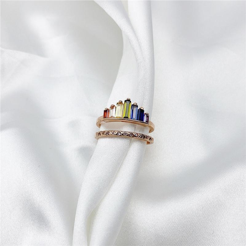 Bague micro-diamant arc-en-ciel