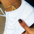 Bracelet de cheville initiale en or 18K