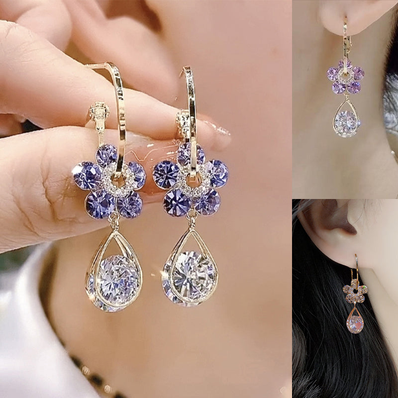 Boucles d'oreilles fleurs en cristal