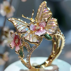 Bague fleur papillon ajustable