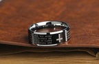 Bague pour homme en alliage de tungstène noir avec croix