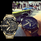 Montre chronographe à quartz en acier inoxydable étanche 10 m