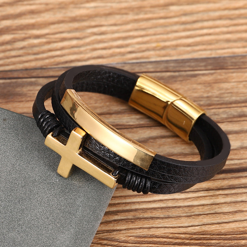 Bracelet croix multicouche