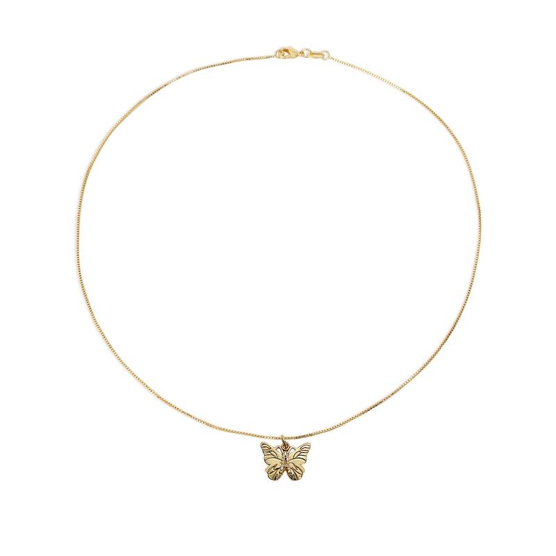 Collier lettre A et papillon