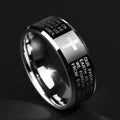Bague pour homme en alliage de tungstène noir avec croix