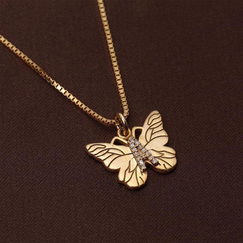 Collier lettre A et papillon