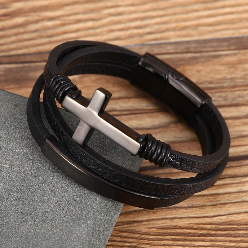 Bracelet croix multicouche