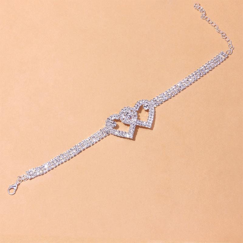Chevillère double cœur avec strass