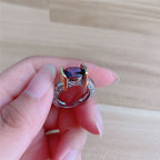 Bague vintage en cristal et zircon avec pierres rouges