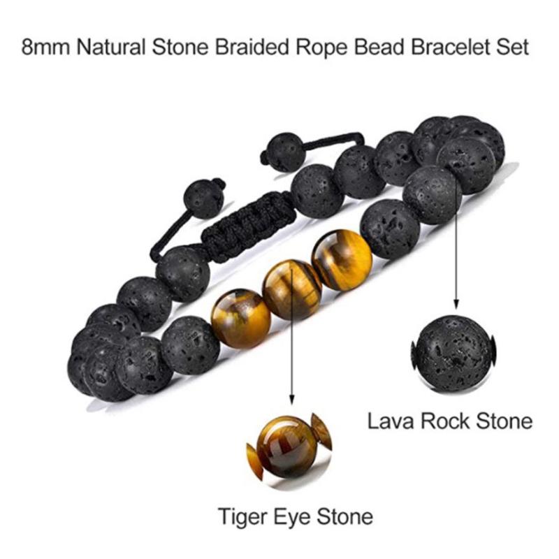 Bracelet en pierre de lave et œil de tigre