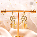 Boucles d'oreilles attrape-rêves avec cristal